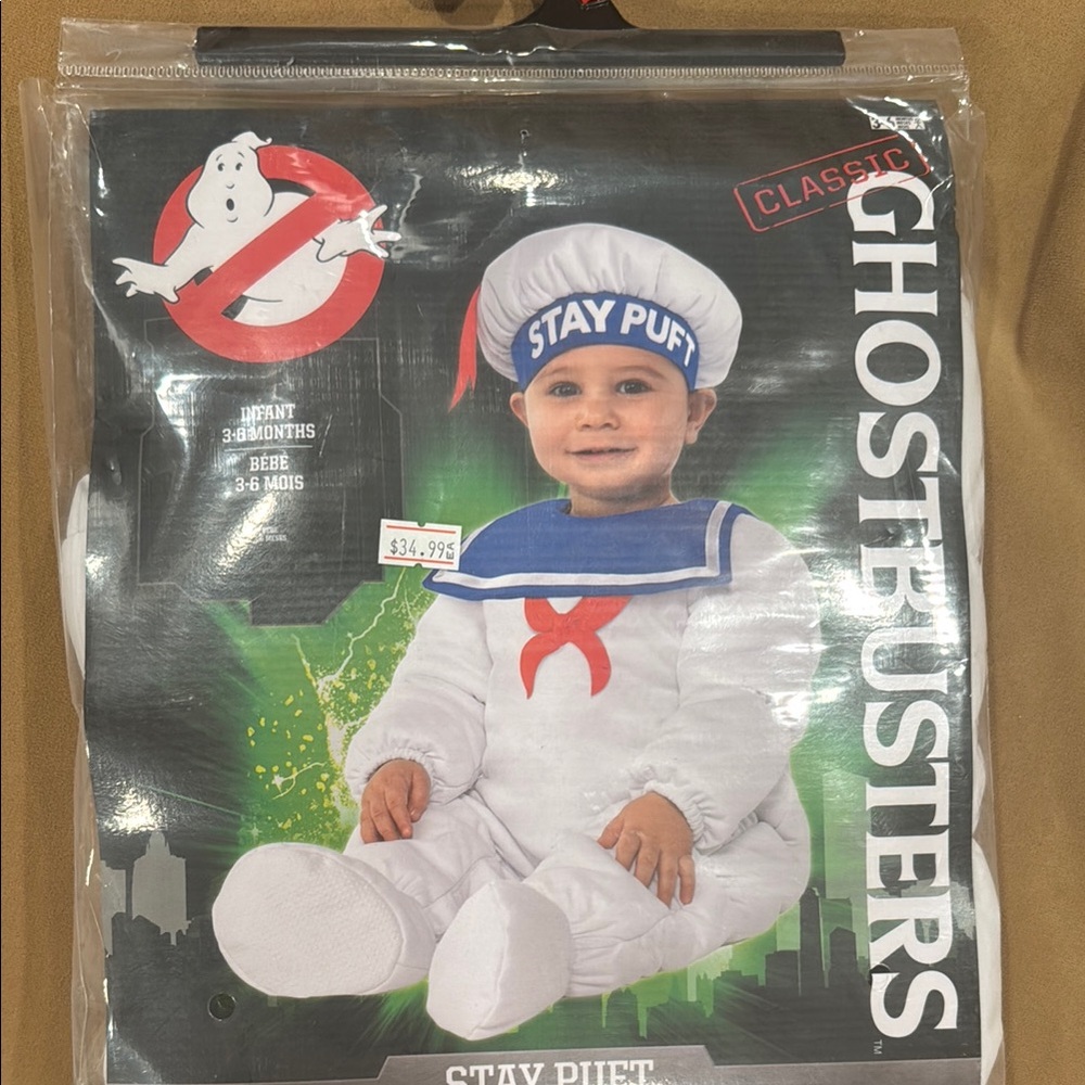 New Ghostbusters Stay Puft Infant Costume - White and Blue